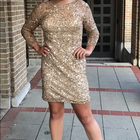 Homecoming- SCALA Gold Sequined Formal Dress *EUC - Picture 2 of 8